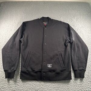 Alpha Industries MA-1 Fleece Jacket Mens M Black Snap Front Utility NWOT
